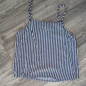 Blue and White Striped Square Neck Camisole